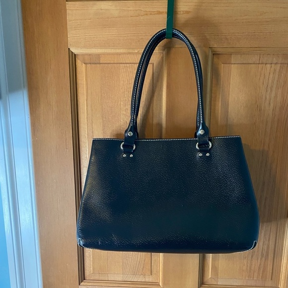 KATE SPADE Black Pebbled Leather Wellesley Fallon Tote Bag EUC - Picture 2 of 6